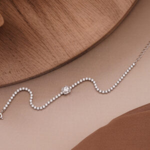 AGOR 925 Silver Square-Center CZ Diamond Adjustable Bracelet