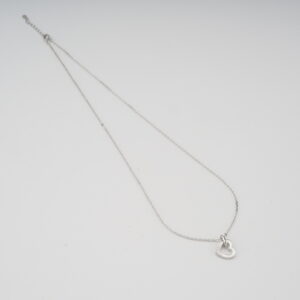 AGOR 925 Sterling Silver Adjustable Heart Necklace | White Enamel Pendant in Silver & Rose Gold Finish