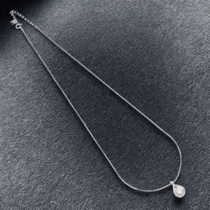 AGOR 925 Silver Dewdrop Pendant Chain Necklace with Adjustable Closure | Rhodium Finish | Perfect for Jewellery Gift