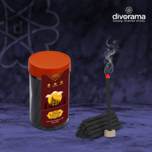 DivoRama Premium Kapoor/Camphor & Gugal Dhoop Sticks/Dhup Batti - Long Lasting Perfume for Home Fragrance/Meditation/Dhoop for Pooja with Free Dhoop Holder - Pack of 1 Jar x 100Gm