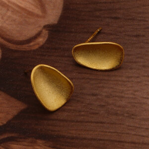 AGOR 925 Silver Gold Plated Asymmetrical Petal Stud Earrings