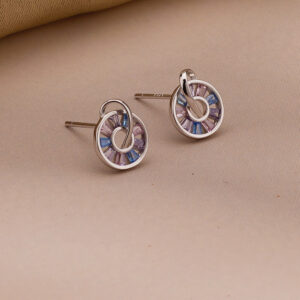 AGOR 925 Silver Radiant Halo Baguette Stud Earrings